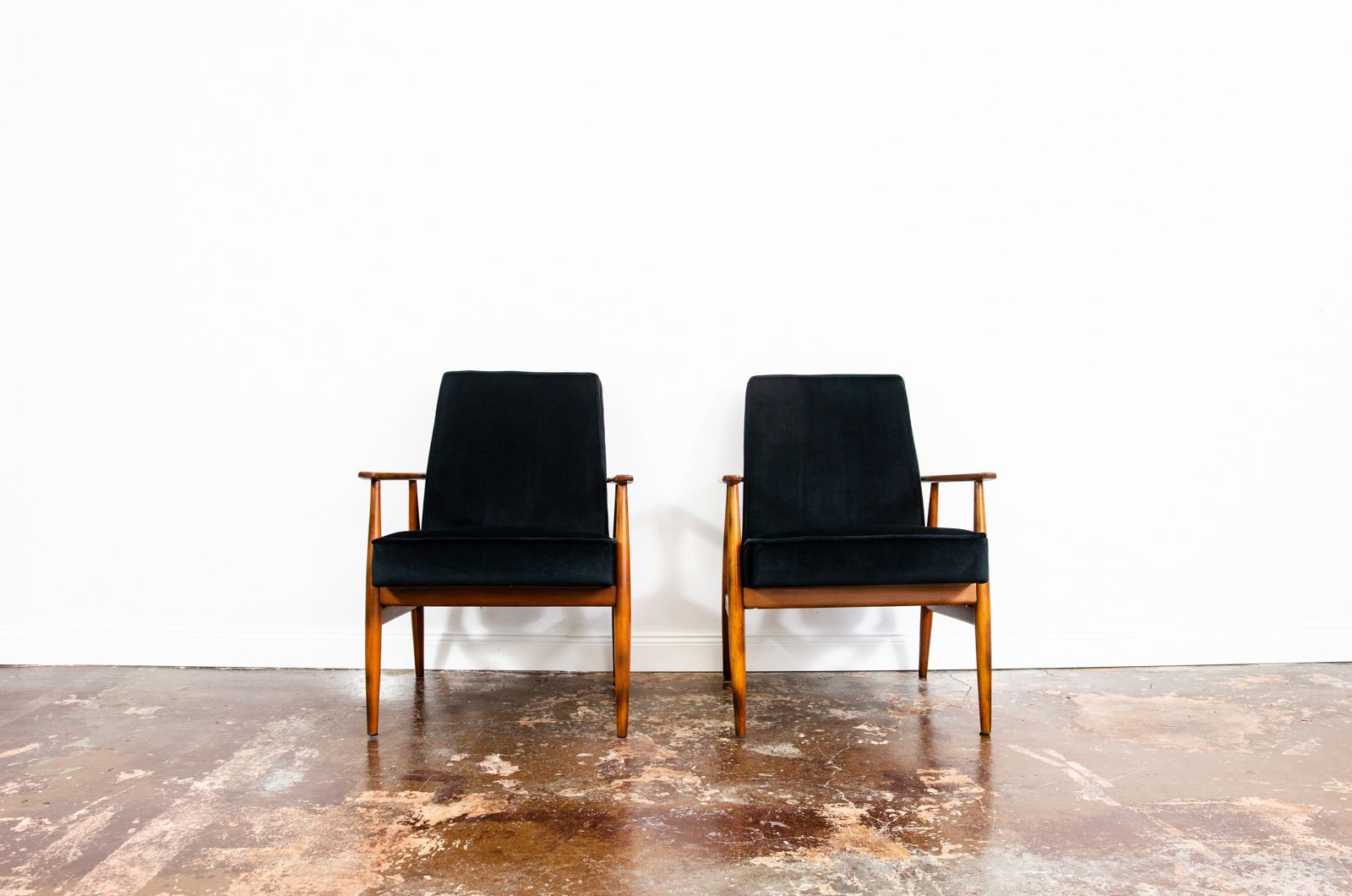 Pair Of Black Mid Century Armchairs By H. Lis, 1960's photo vinterior