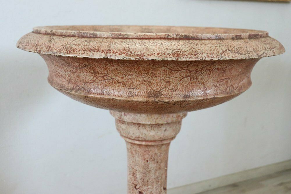 Hand Carved Stone Tub Holy Water Font, Early 20th Century photo vintage