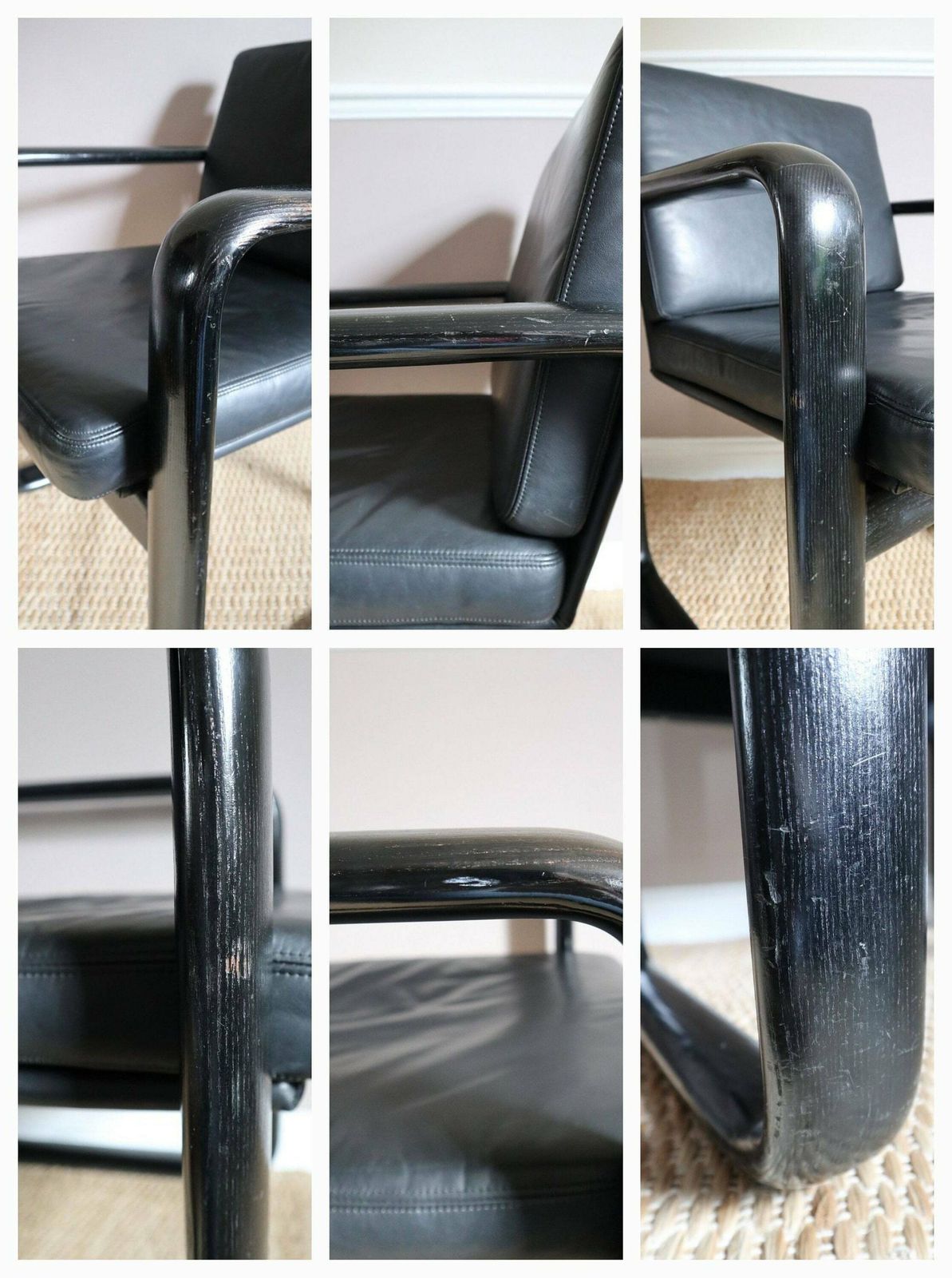 photo for sale 1970s Black Leather Hombre Armchair For Rosenthal