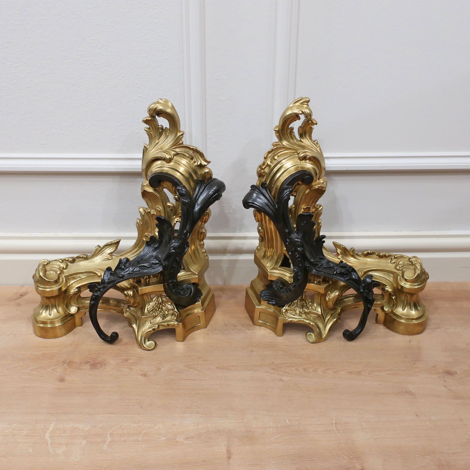 French Victorian Bronze And Bronze Gilt Fire Dog Chenets