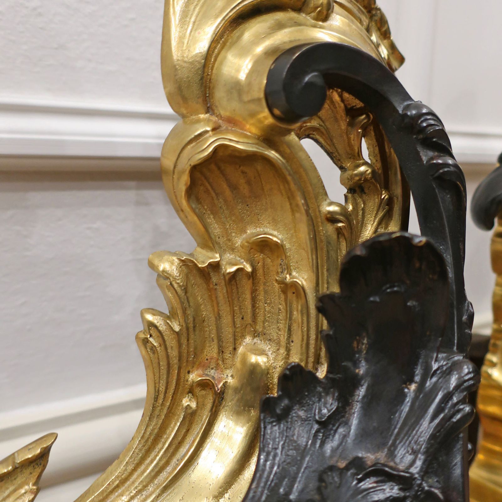 photo vintage French Victorian Bronze And Bronze Gilt Fire Dog Chenets