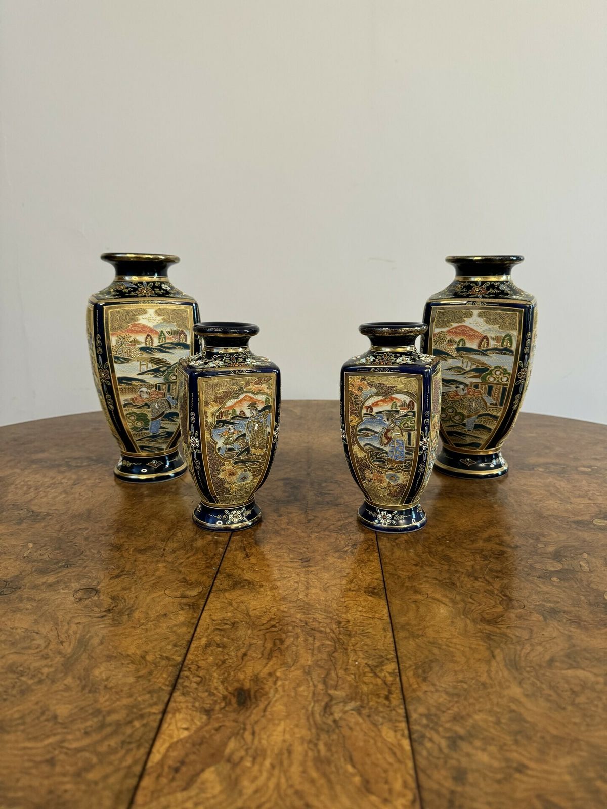 Outstanding Quality Antique Japanese Satsuma Vase Garniture photo furniture
