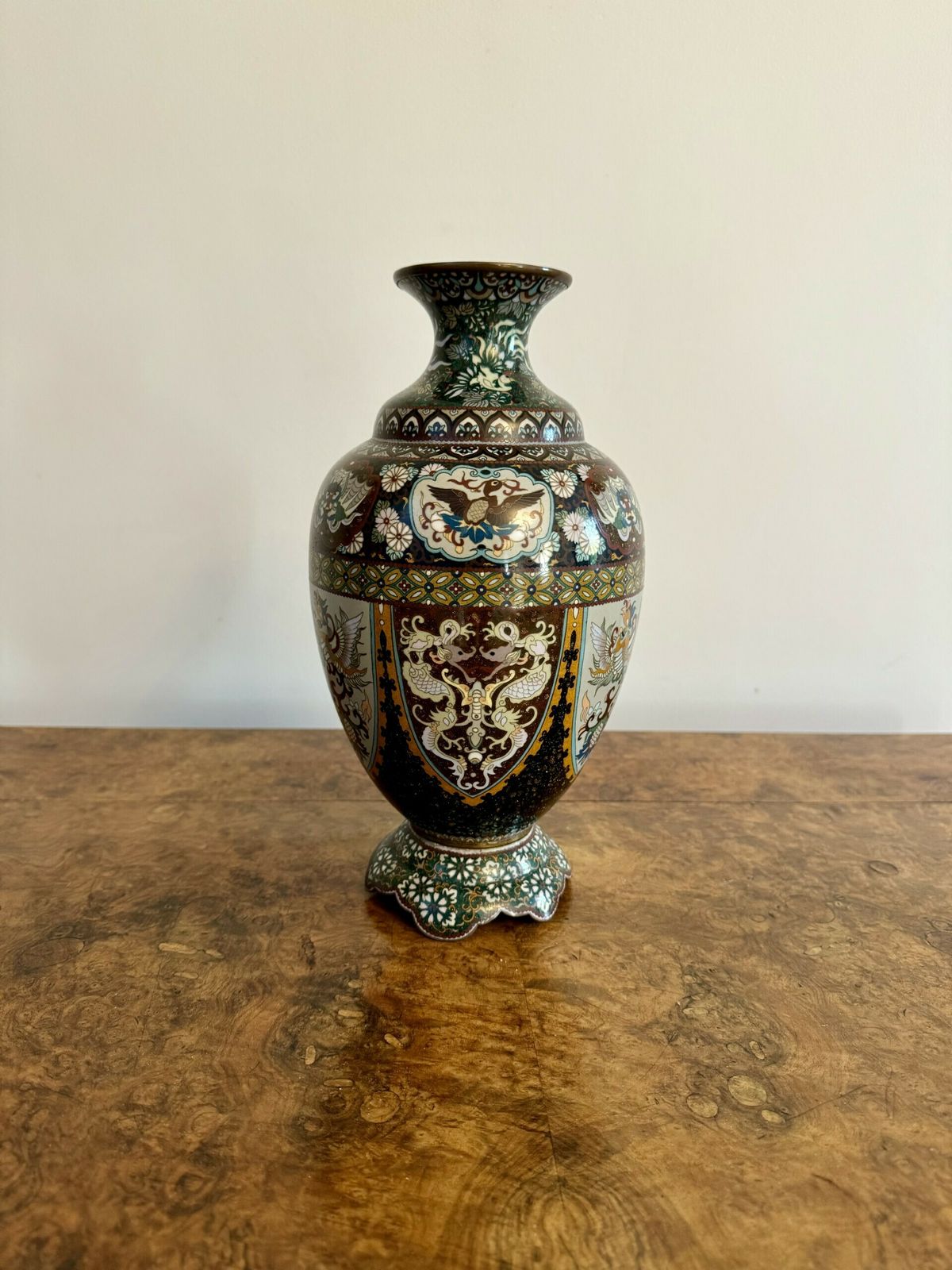 Superb Quality Pair Of Antique 19th Century Cloisonné Enamel Vases photo buy