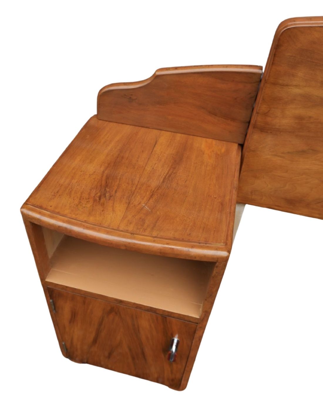 Art Deco Walnut Headboard And Attached Matching Bedside Cabinets photo buy