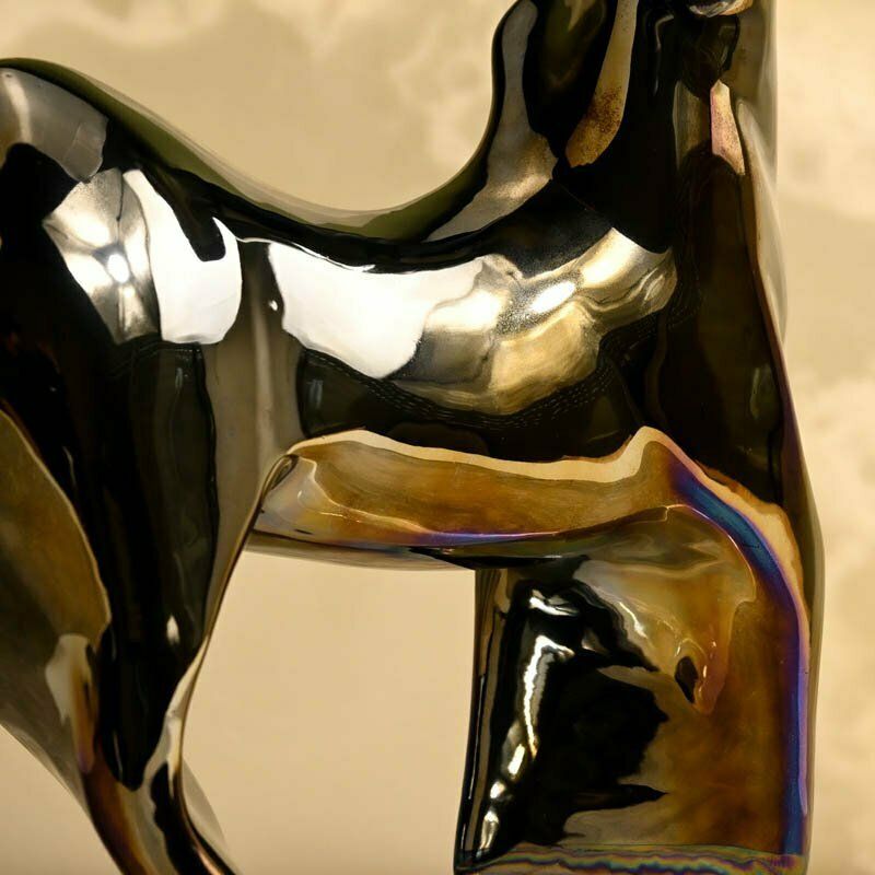 Ceramic Chrome Horse, 1980s, Vintage photo furniture