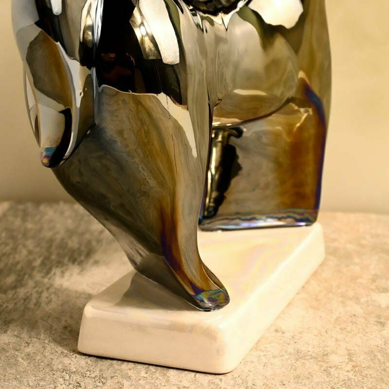 Ceramic Chrome Horse, 1980s, Vintage photo vinterior