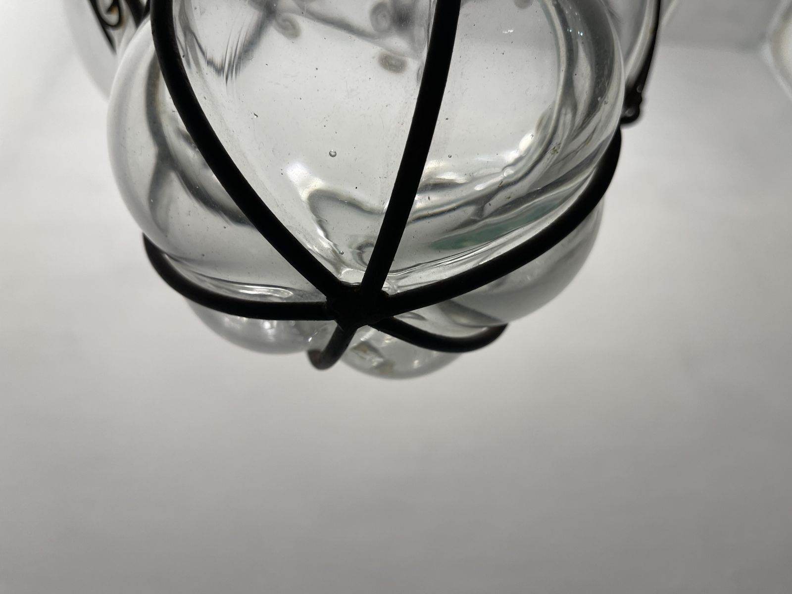 photo for sale Large Wrought Iron Murano Glass Light Pendant
