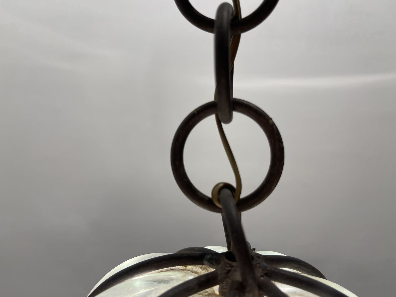 Lighting Large Wrought Iron Murano Glass Light Pendant photo