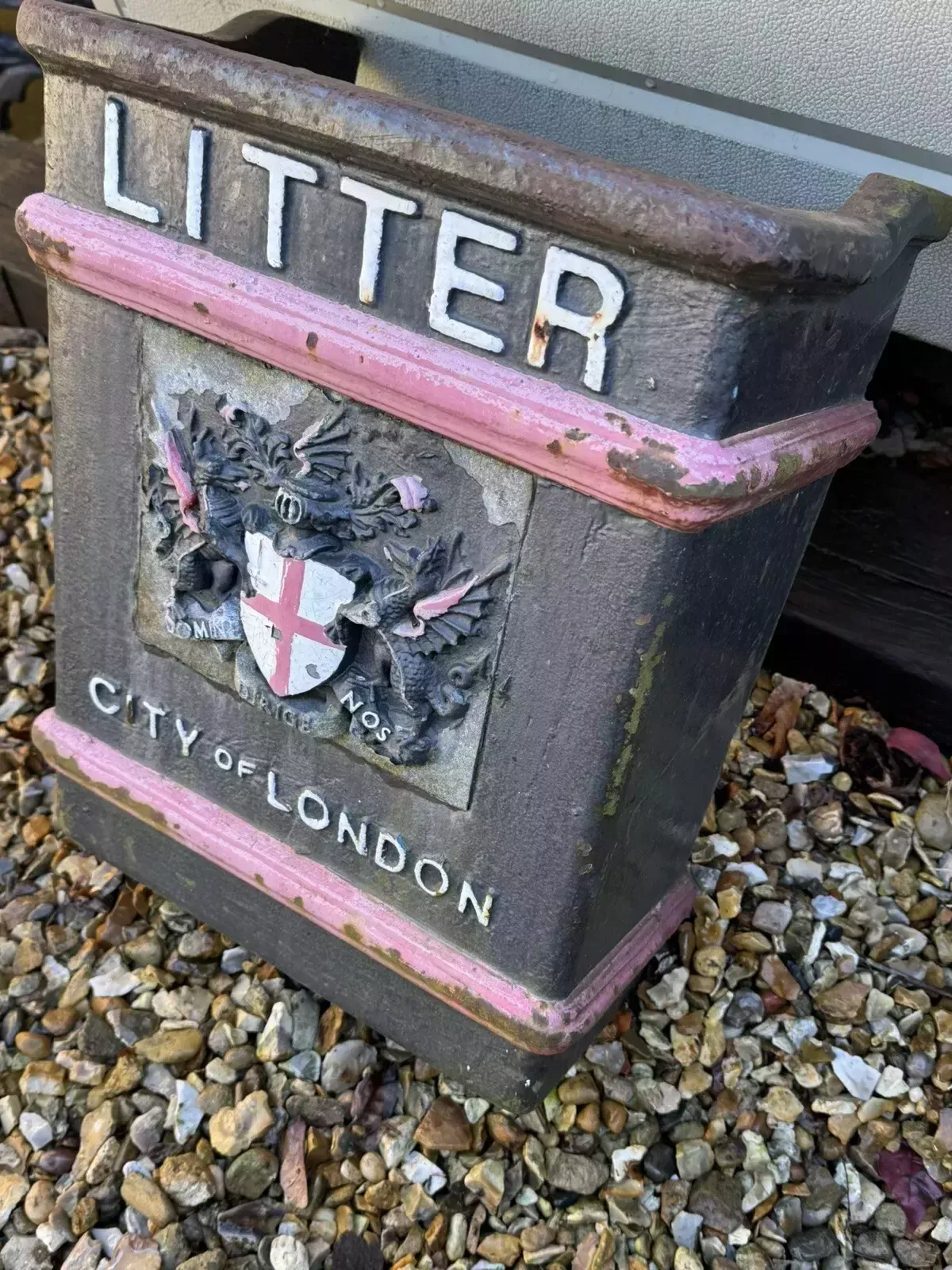 City Of London Heavy Cast Metal Bin Make Fantastic Unusual Planter photo for sale