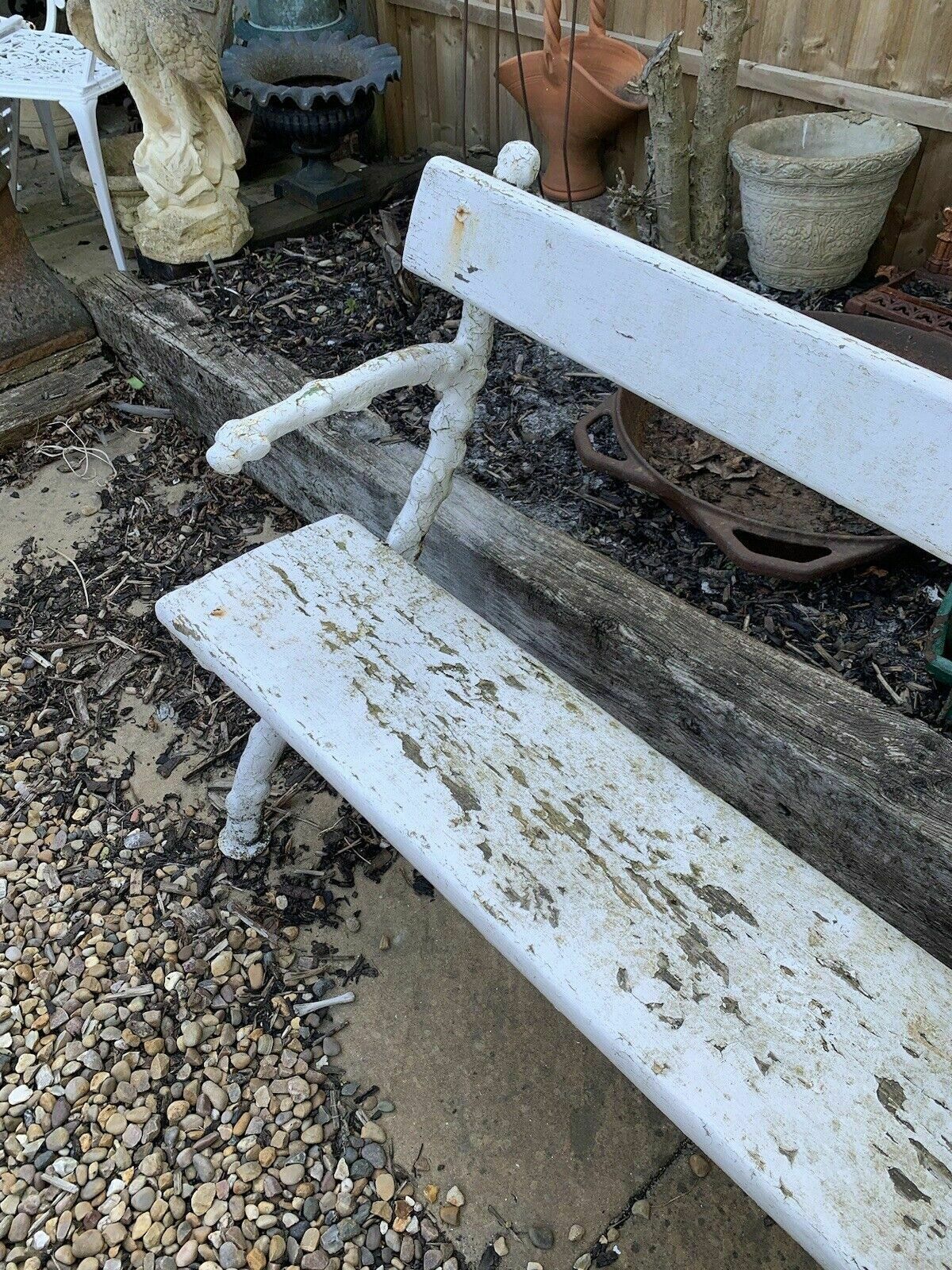 Victorian Garden Tree Trunk Cast Iron Bench photo for sale