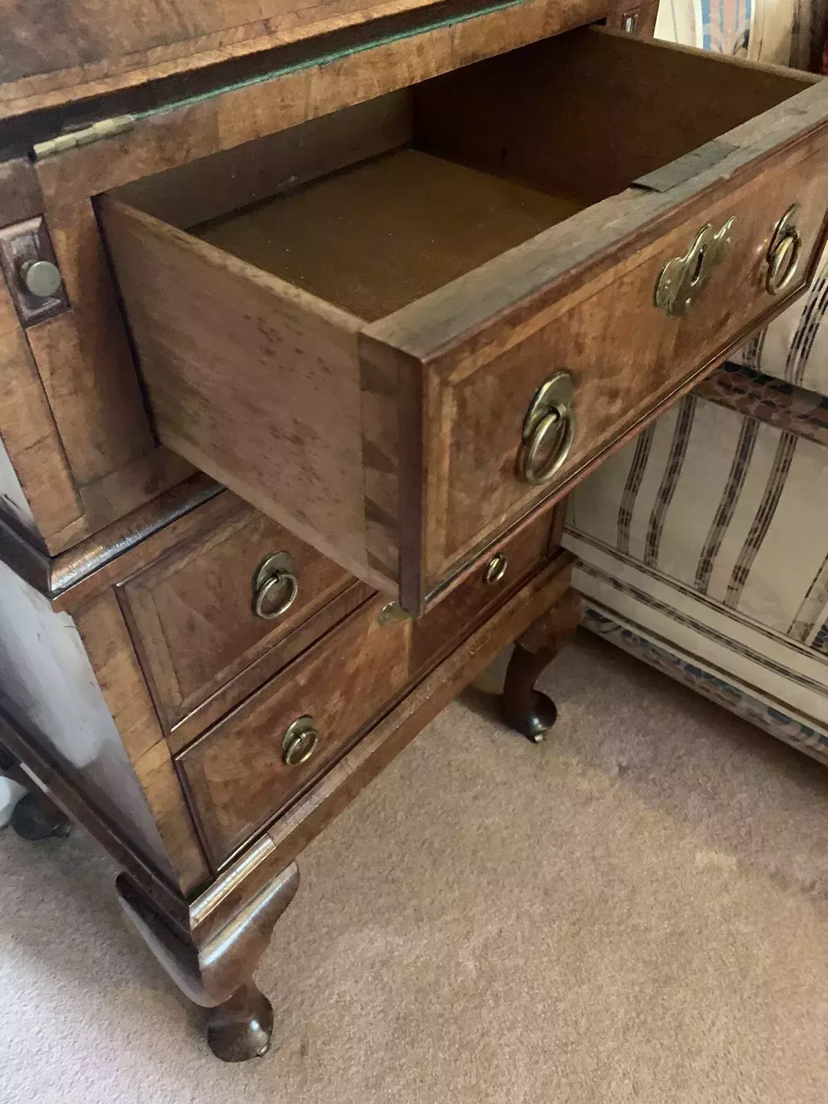 Quality 19th Century Inlaid Walnut Antique Bureau Of Diminutive Proportions photo 475.0