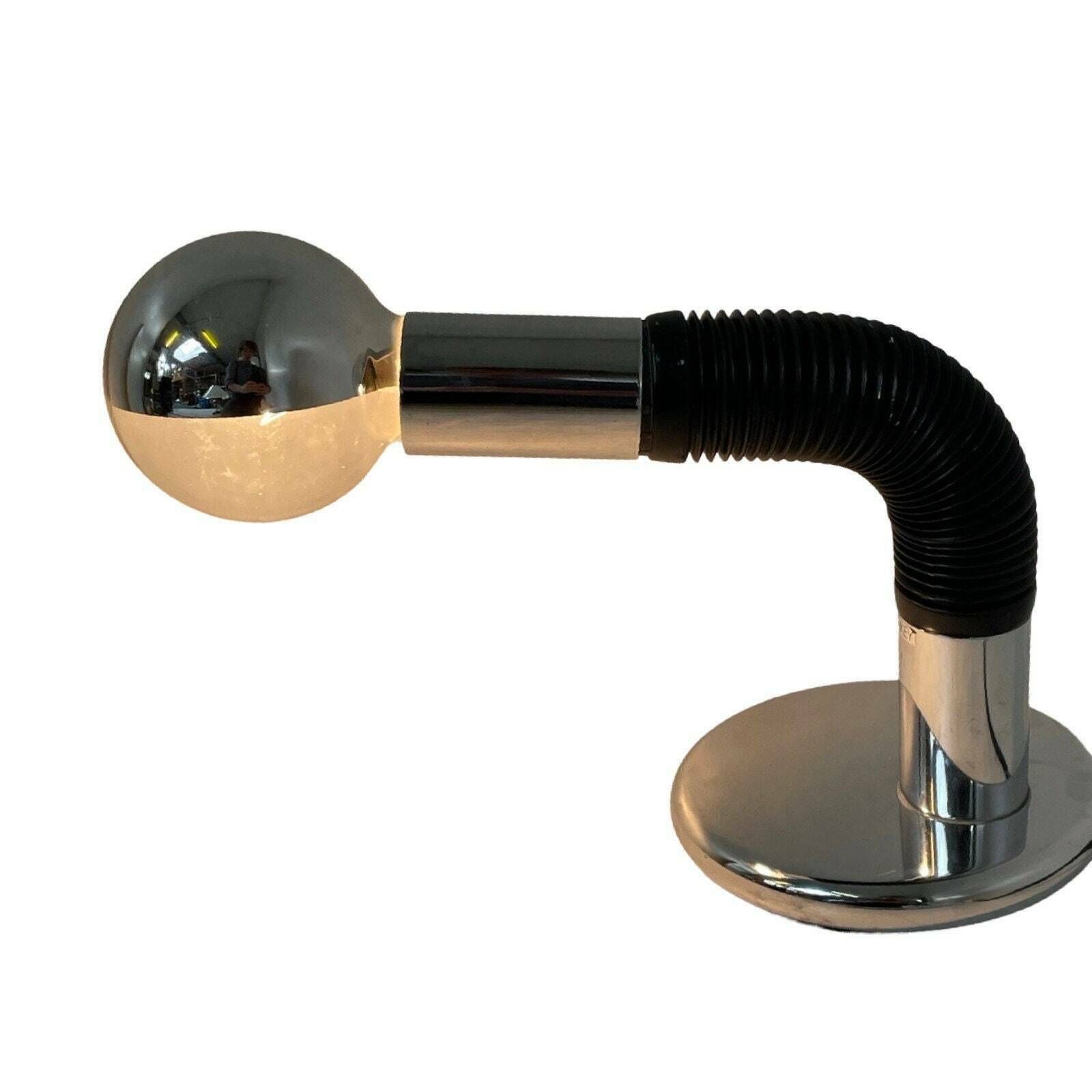 Bellini For Targetti Sankey   Pop Art / Space Age Design   Chrome Table Lamp With Goodeneck   Comes Including The Original Bulb! photo for sale