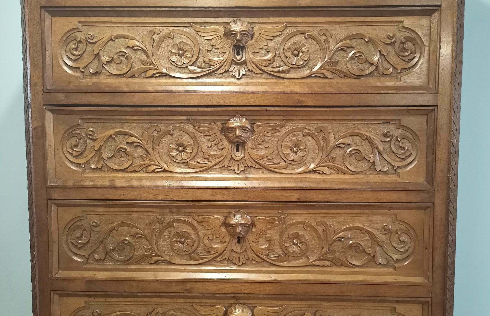 Antique 19th Century Italian Walnut Chest Of Drawers photo vintage