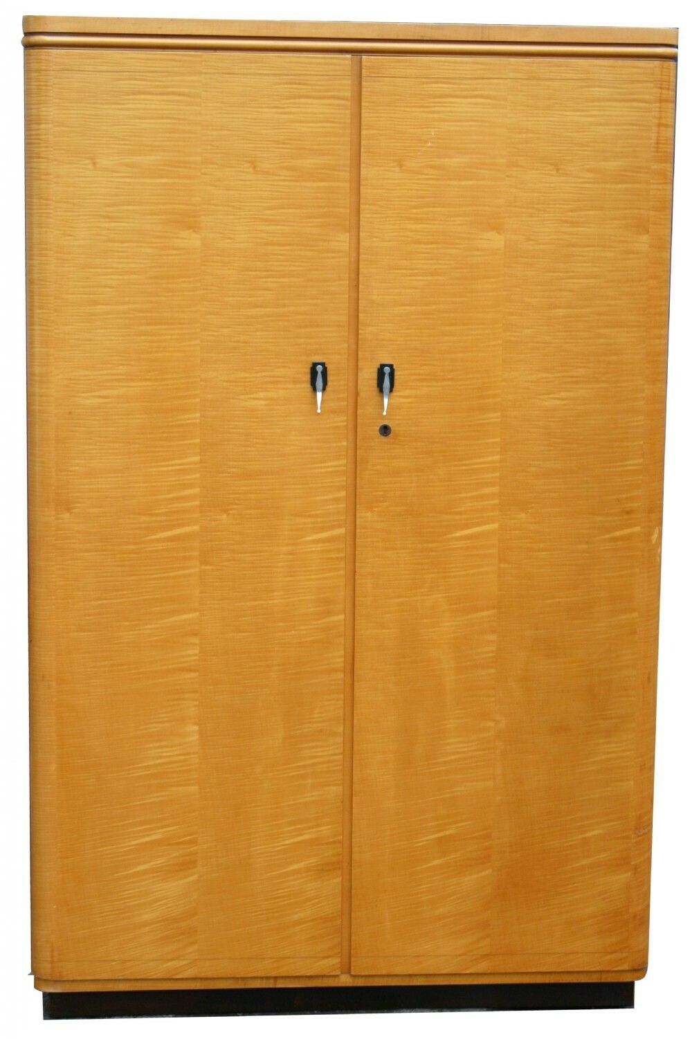 A French Art Deco Tiger Grain Birch Modernist Wardrobe, C1930
