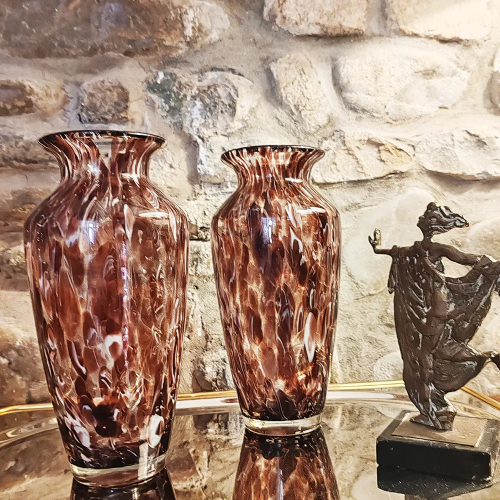 Vintage Pair Of Hand Made Vases In Murano Glass   1960s photo 460.0
