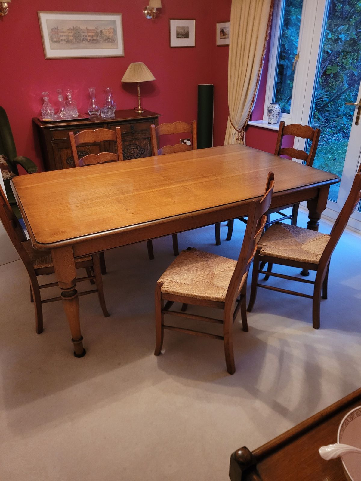 Oak Dining Room Table By Stewart Linford, And 6 Chairs photo for sale