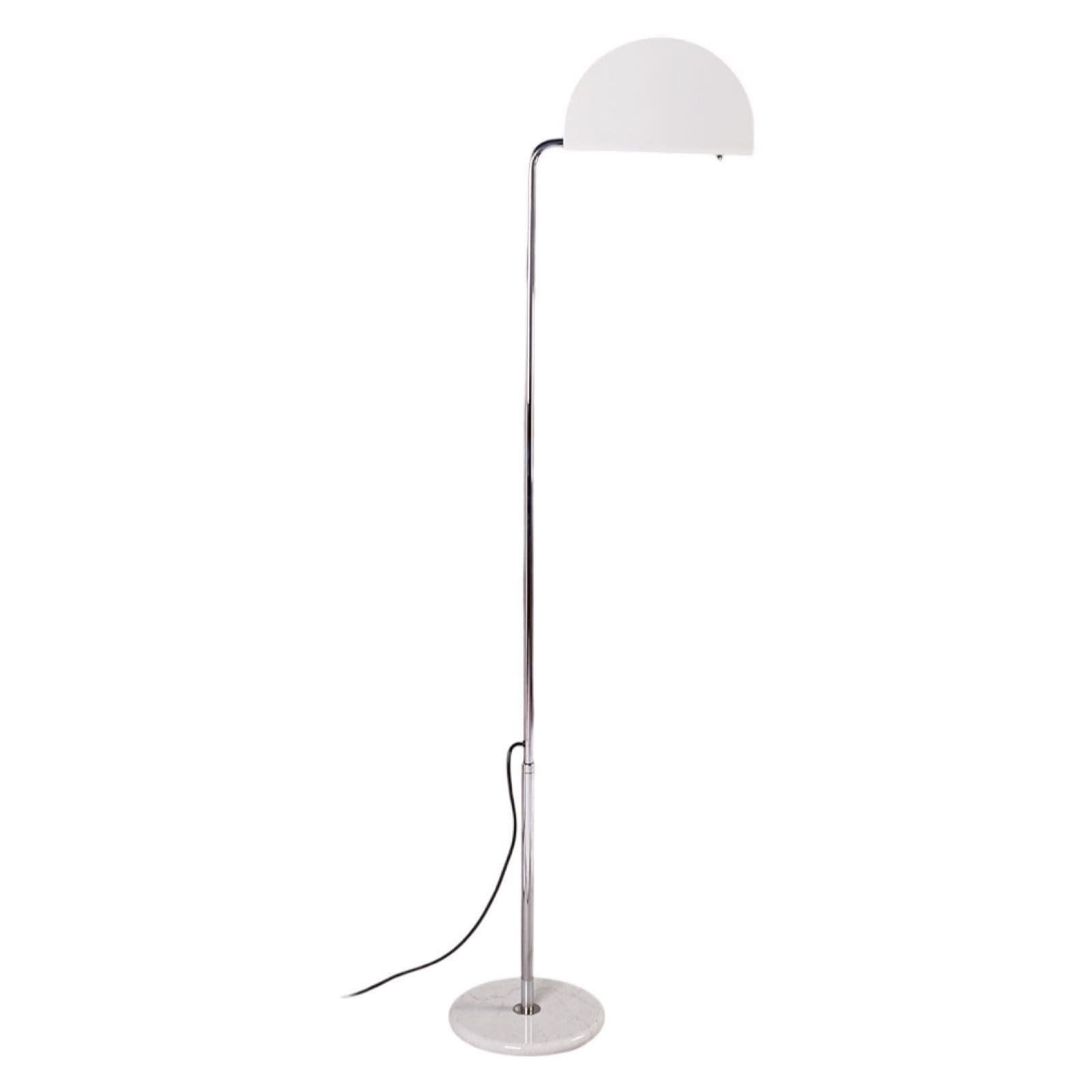 Bruno Gecchelin For Skipper And Pollux   Mezzaluna Floor Lamp   1970s   In Very Good Condition, Original And Marked   Marble Foot