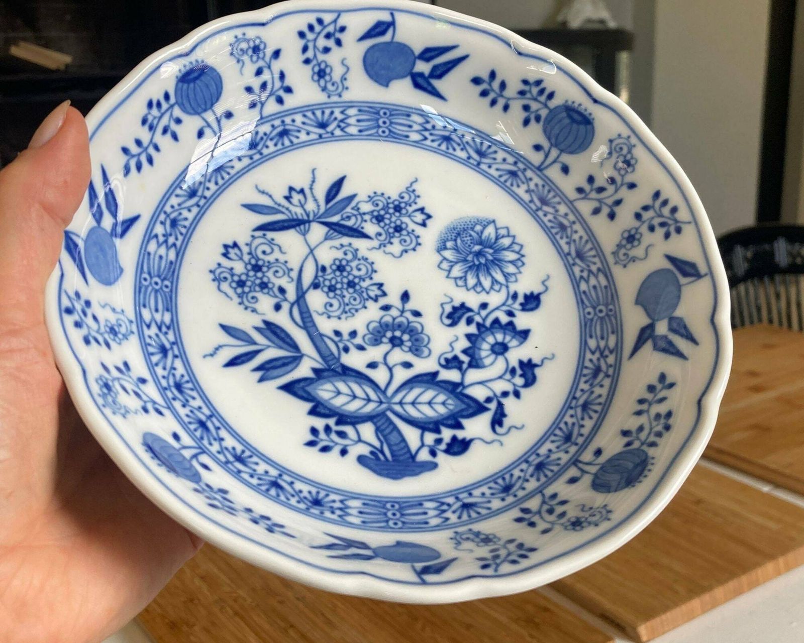 Blauw Uienpatroon Yoghaumkom | 1 Stuk | Meerdere Beschikbaar | Hutschenreuther | 1940–1970 photo Woonaccessoires