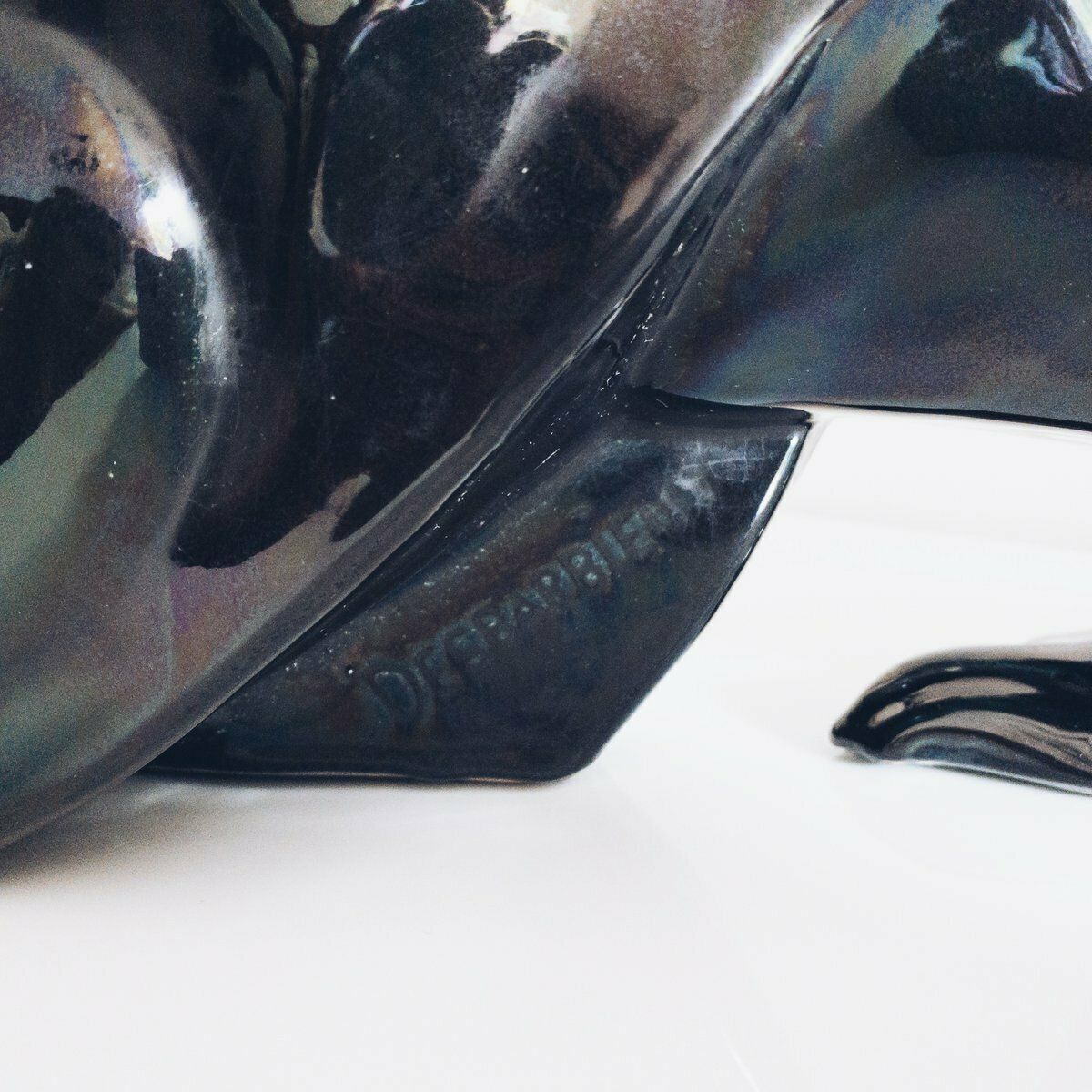 Home Decor Large Art Deco Black Polar Bear Figurine With Petrol Hue By Desbarbieux, 1920s photo