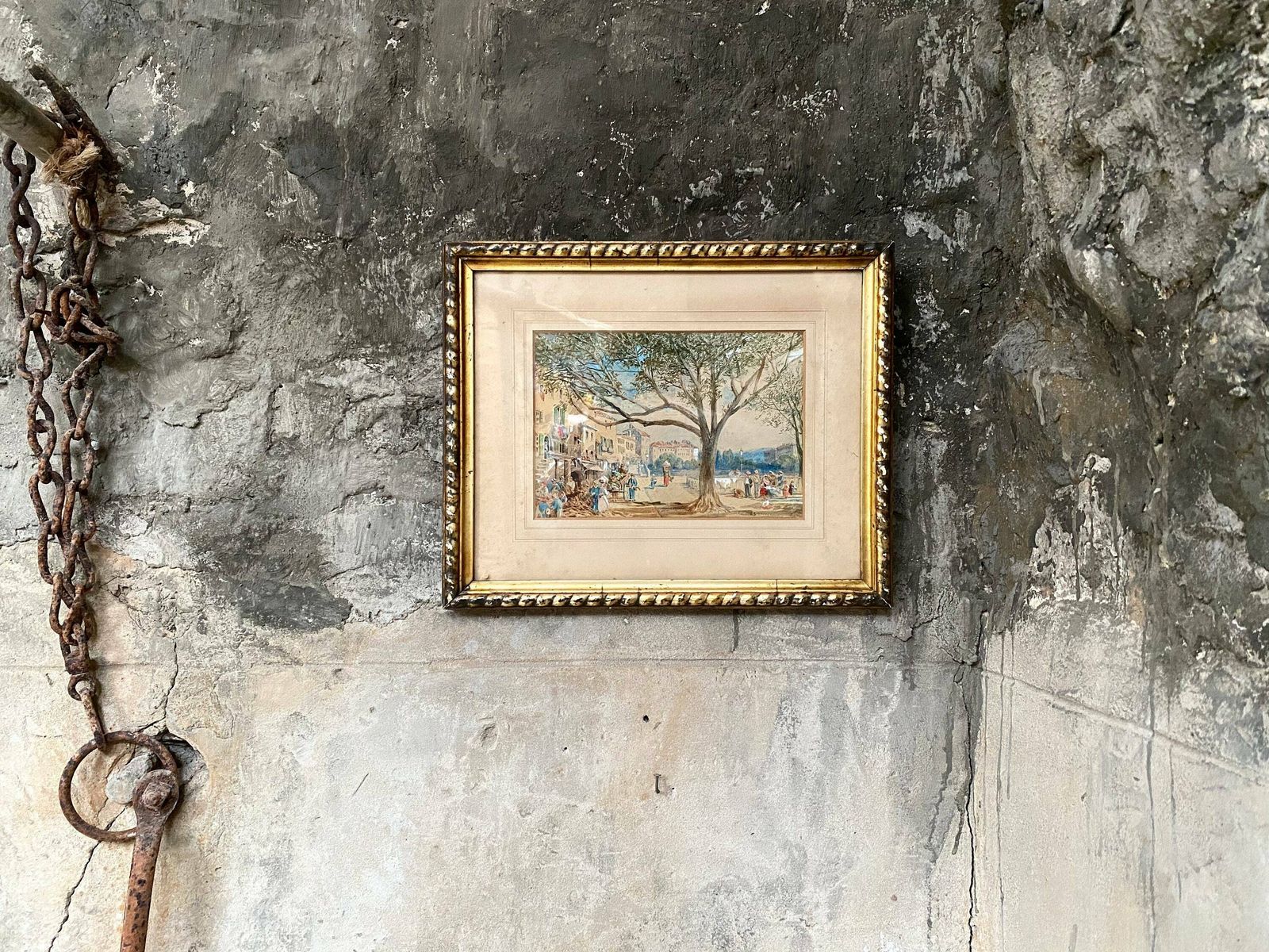 Emma Sophia Oliver (British 1819 1885) Original Signed Watercolour Painting   Continental Scene photo furniture