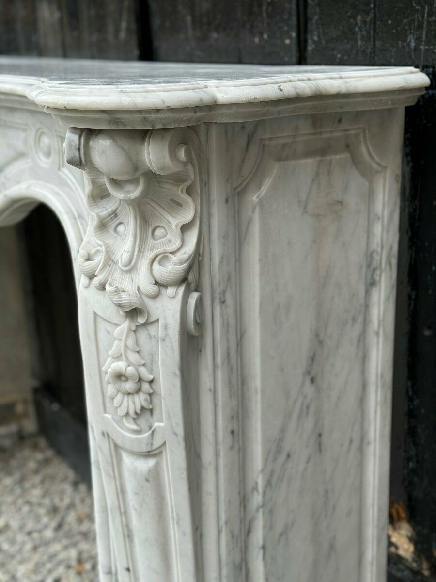 Louis XV Style Carrara Marble Mantel, Circa 1880 photo buy