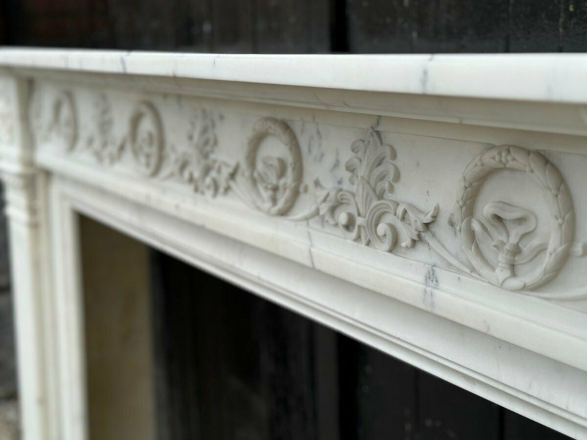 Louis XVI Style Carrara Marble Mantel Circa 1880 photo Home Fixtures