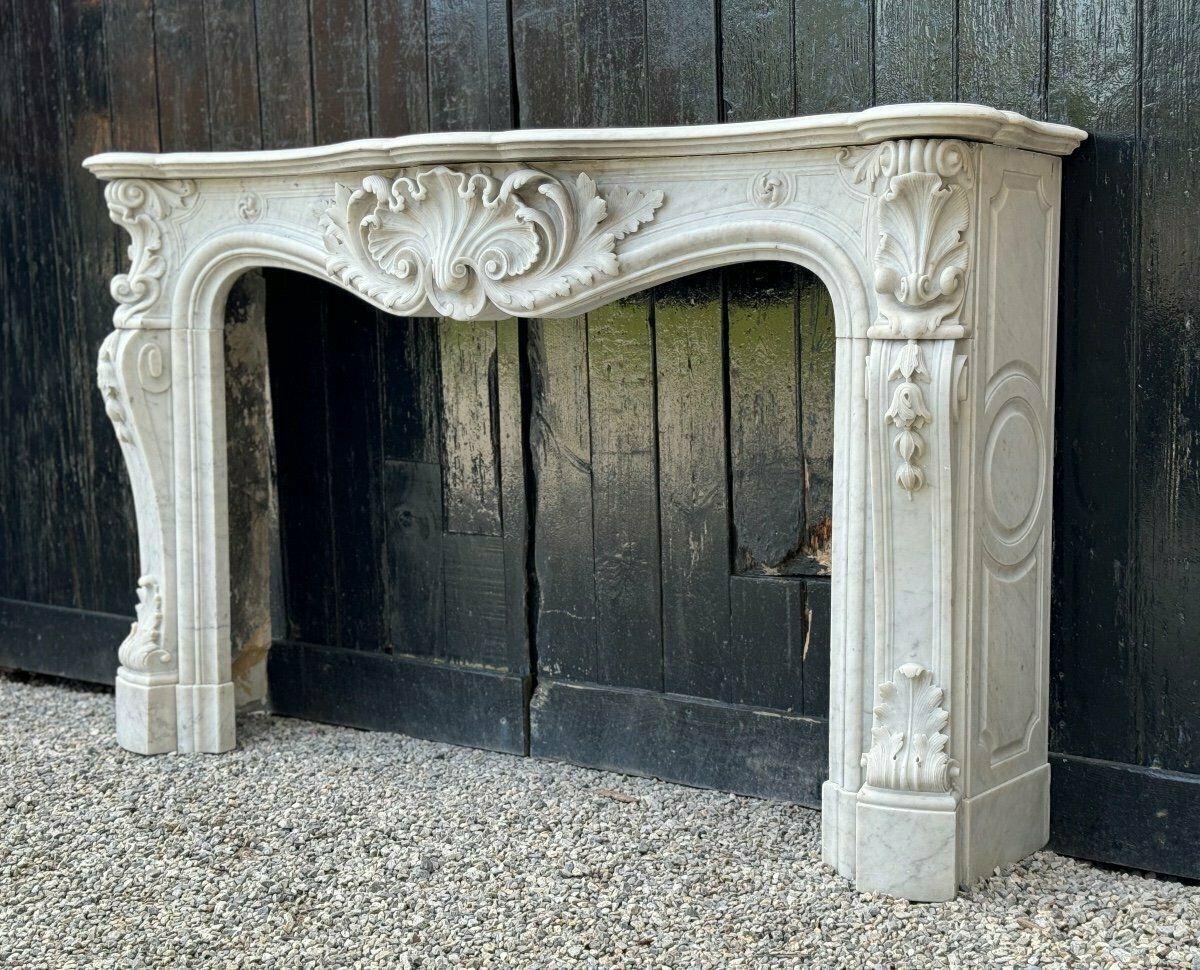 Remarkable Louis XV Style Carrara Marble Mantel, Circa 1880 photo for sale