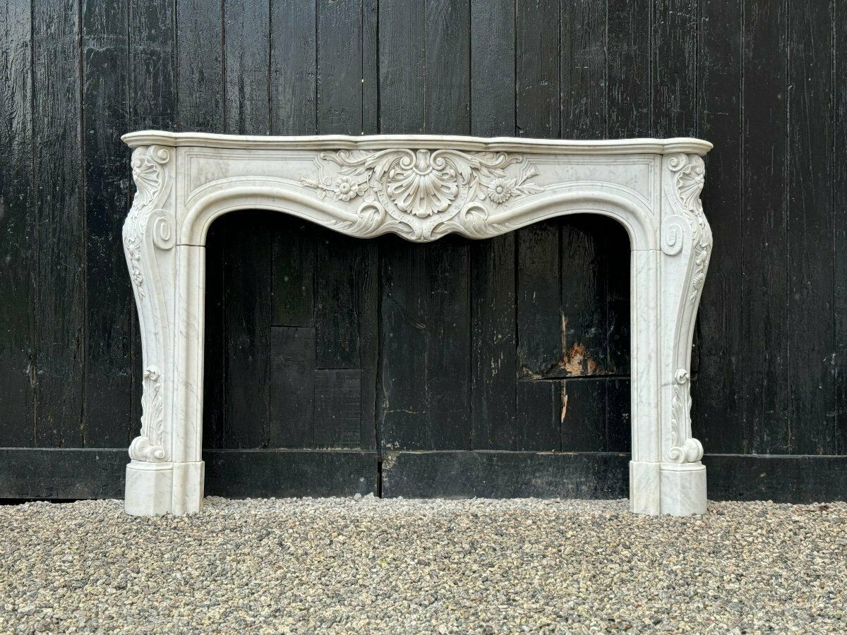 Remarkable Louis XV Style Fireplace In White Carrara Marble Circa 1880 photo Home Fixtures