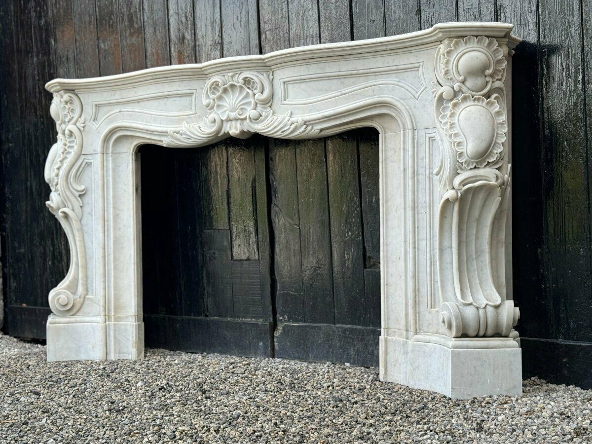 Impressive Louis XV Style Fireplace In Carrara Marble Circa 1880 photo Home Fixtures