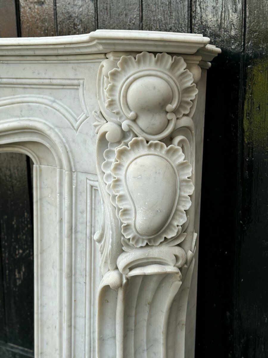 photo furniture Impressive Louis XV Style Fireplace In Carrara Marble Circa 1880