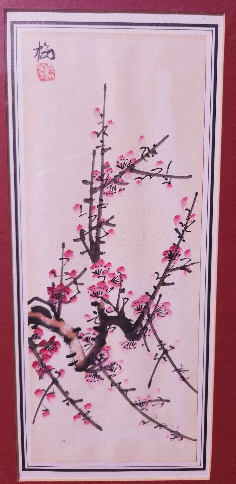 Pair Of Pretty Japanese Watercolours, Pink Cherry Blossom & Green Bamboo photo 140.0