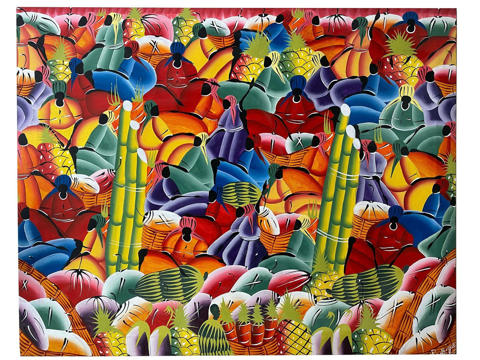 A Colourful African Fruit Market   Acrylic On A Stretched Canvas   Tourist Art By Rodreiguez