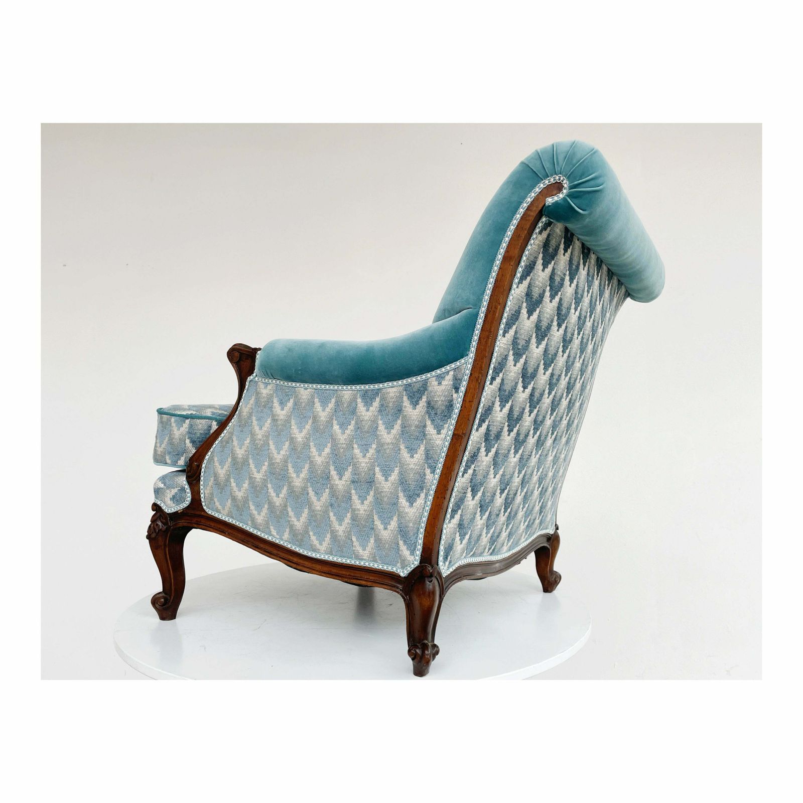 Light Blue And Wood Armchair, 1960s photo for sale