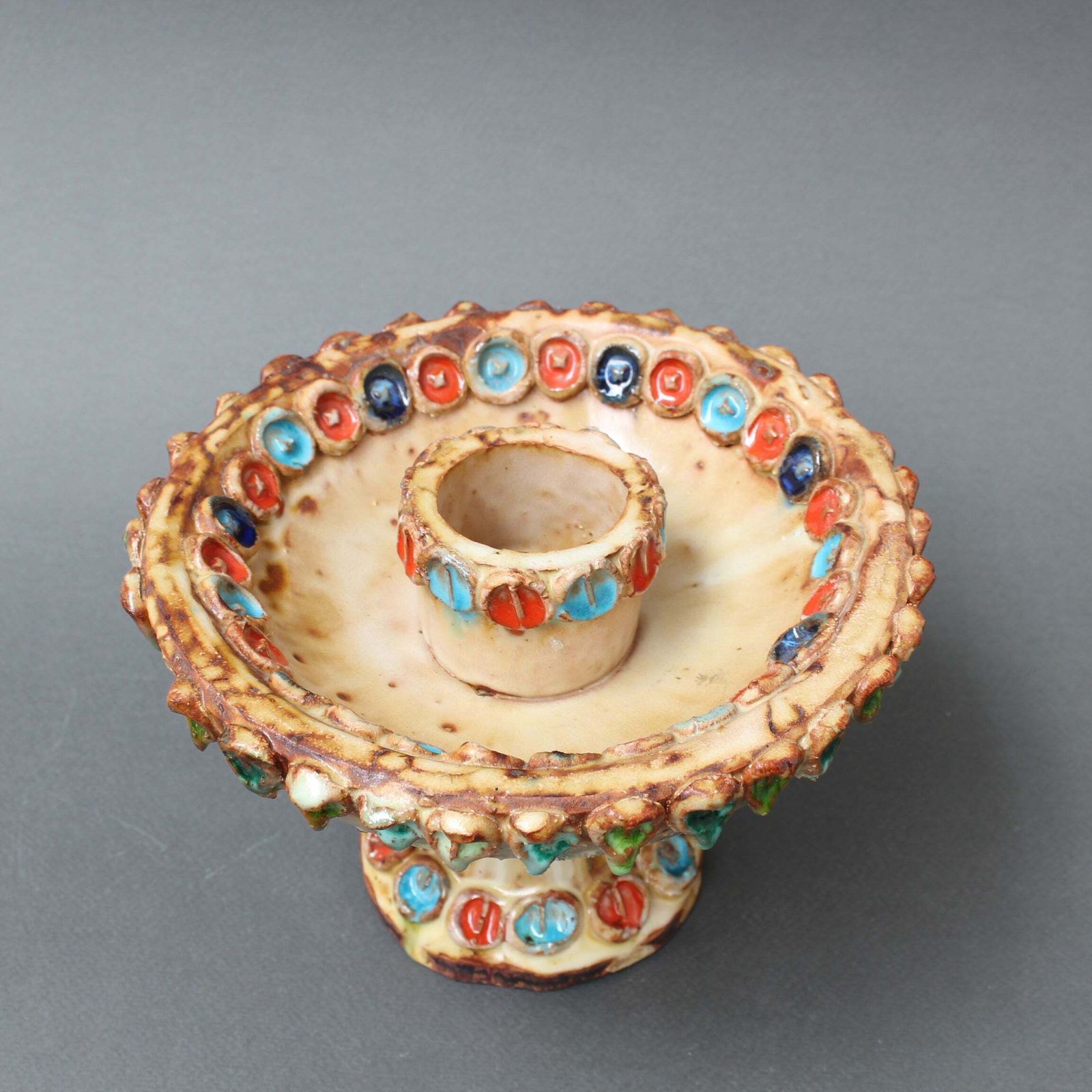 Vintage French Ceramic Candle Holder By La Roue Circa 1960s photo 360.0
