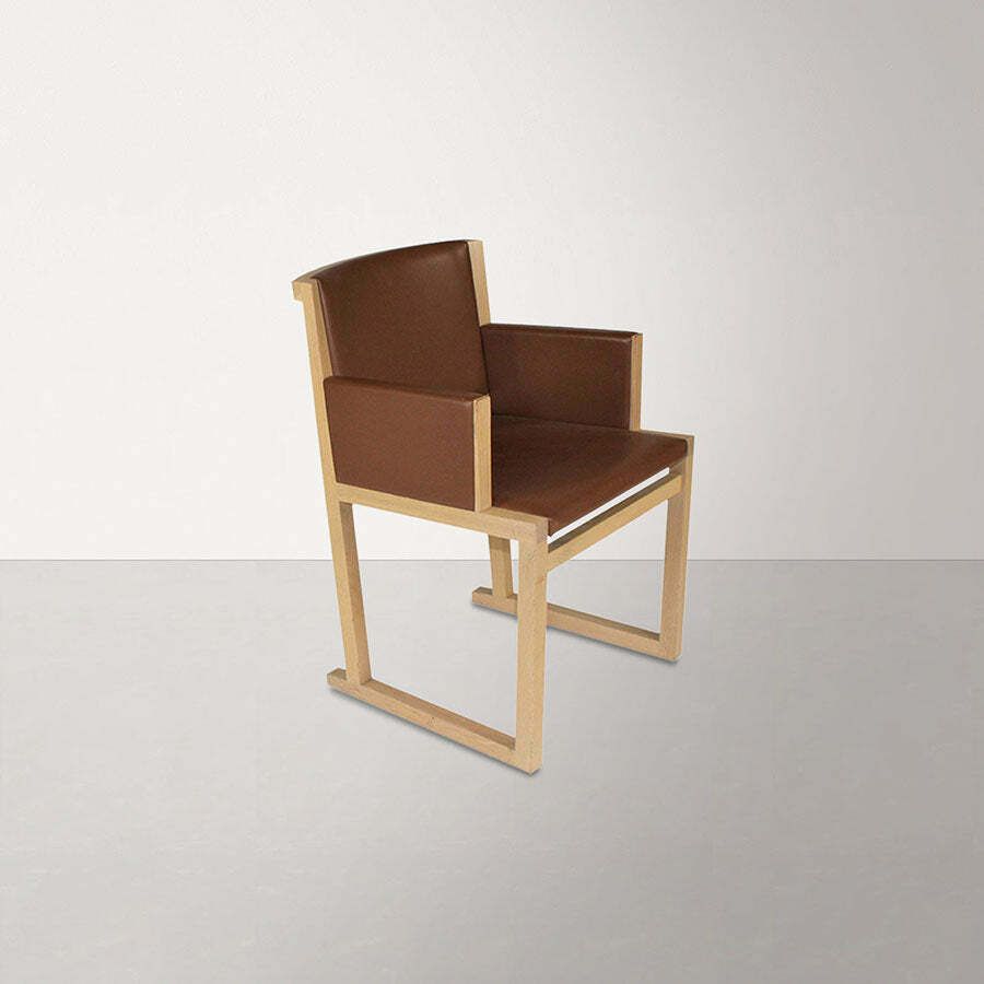 B&B Italia: Musa Chair In Brown Leather   Refurbished photo furniture