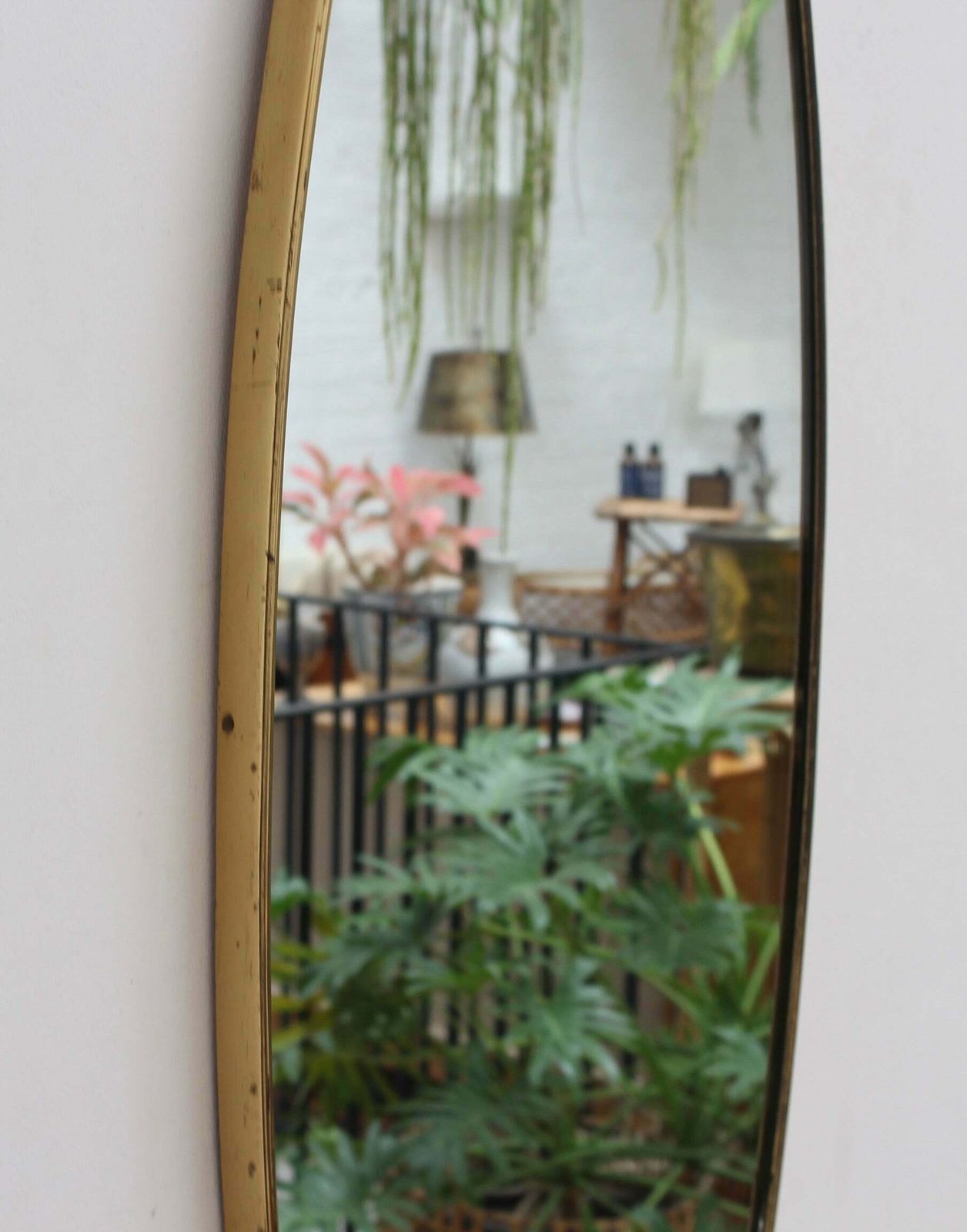 Vintage Italian Wall Mirror With Brass Frame (Circa 1960s)   Large photo vinterior