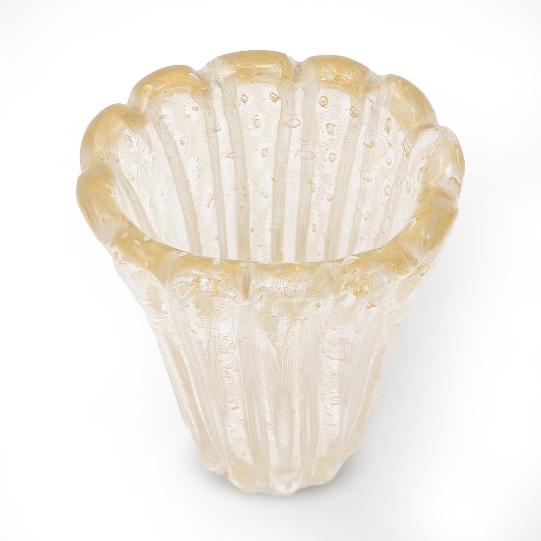 photo furniture Ribbed Vase With Gold Inclusions By Archimede Seguso, 1950s