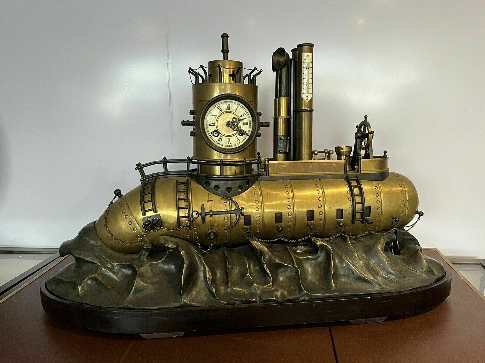 Submarine Novelty Brass And Metal Industrial Exhibition Clock Huge In Size photo Home Decor
