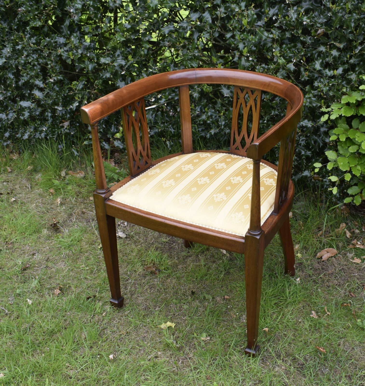 Victorian Inlaid Tub Chair, 1800s photo vintage