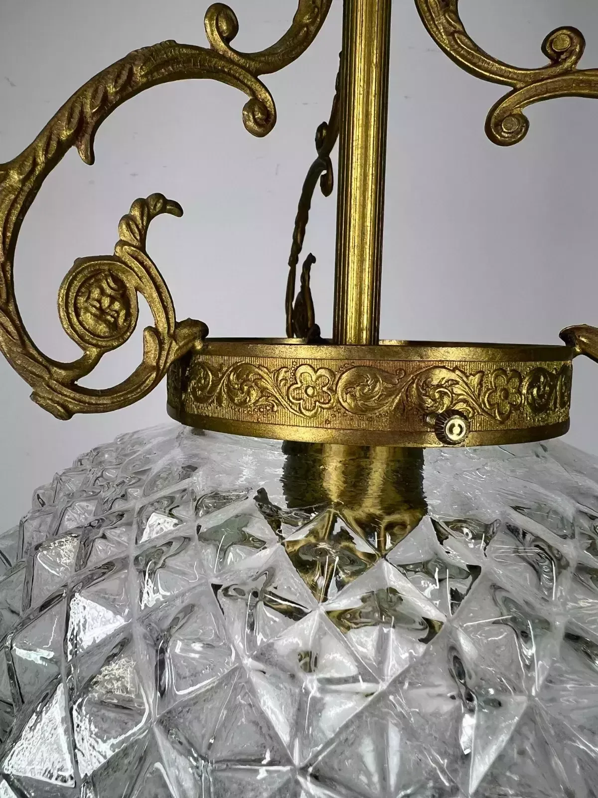 Stunning Ceiling Lamp Made Of Brass And Pressed Crystal Pendant Chandelier photo 299.0