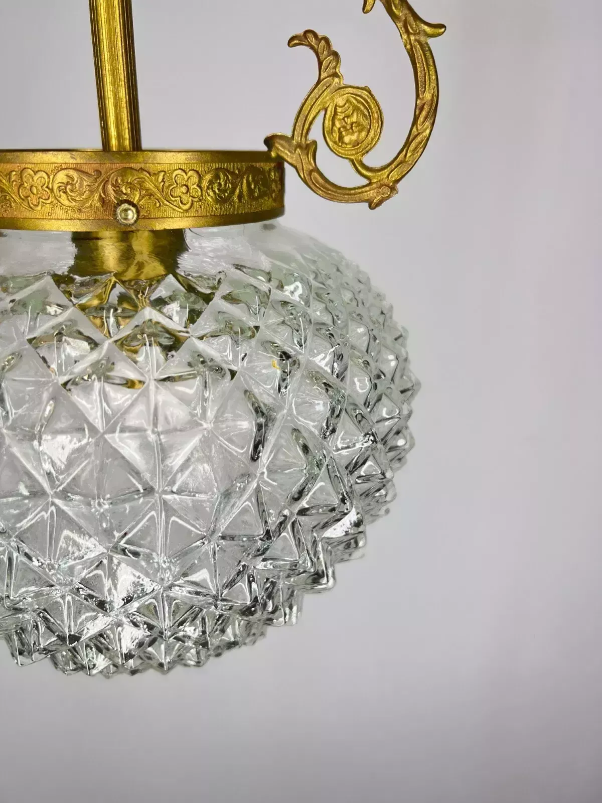 Stunning Ceiling Lamp Made Of Brass And Pressed Crystal Pendant Chandelier photo buy