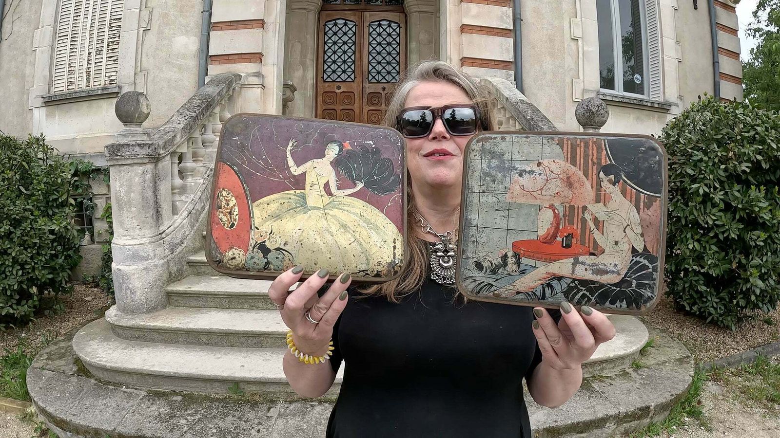 French 1900 Biscuit Tin   Nostalgic Fashion Art Nouveau photo furniture