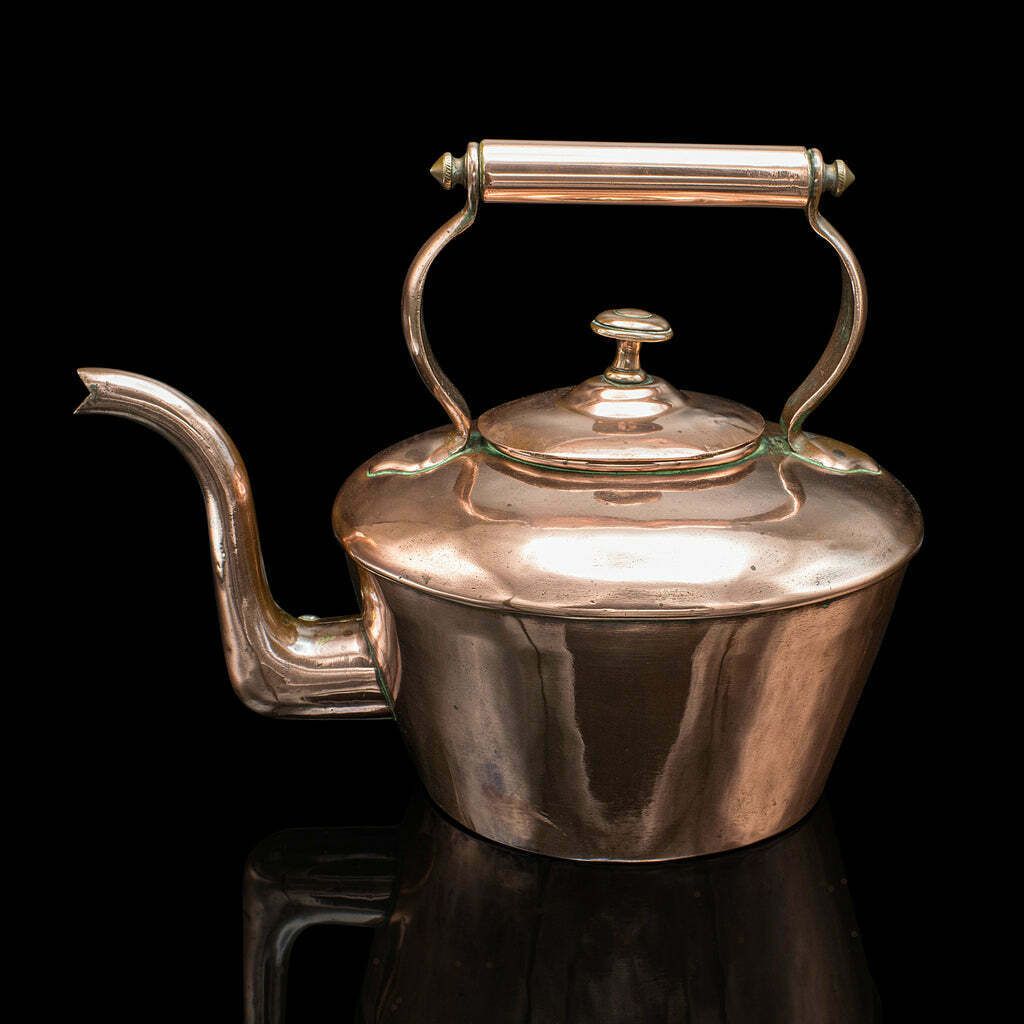 Antique Scullery Kettle, English, Copper, Stovetop Teapot, Victorian, Circa 1870 photo for sale