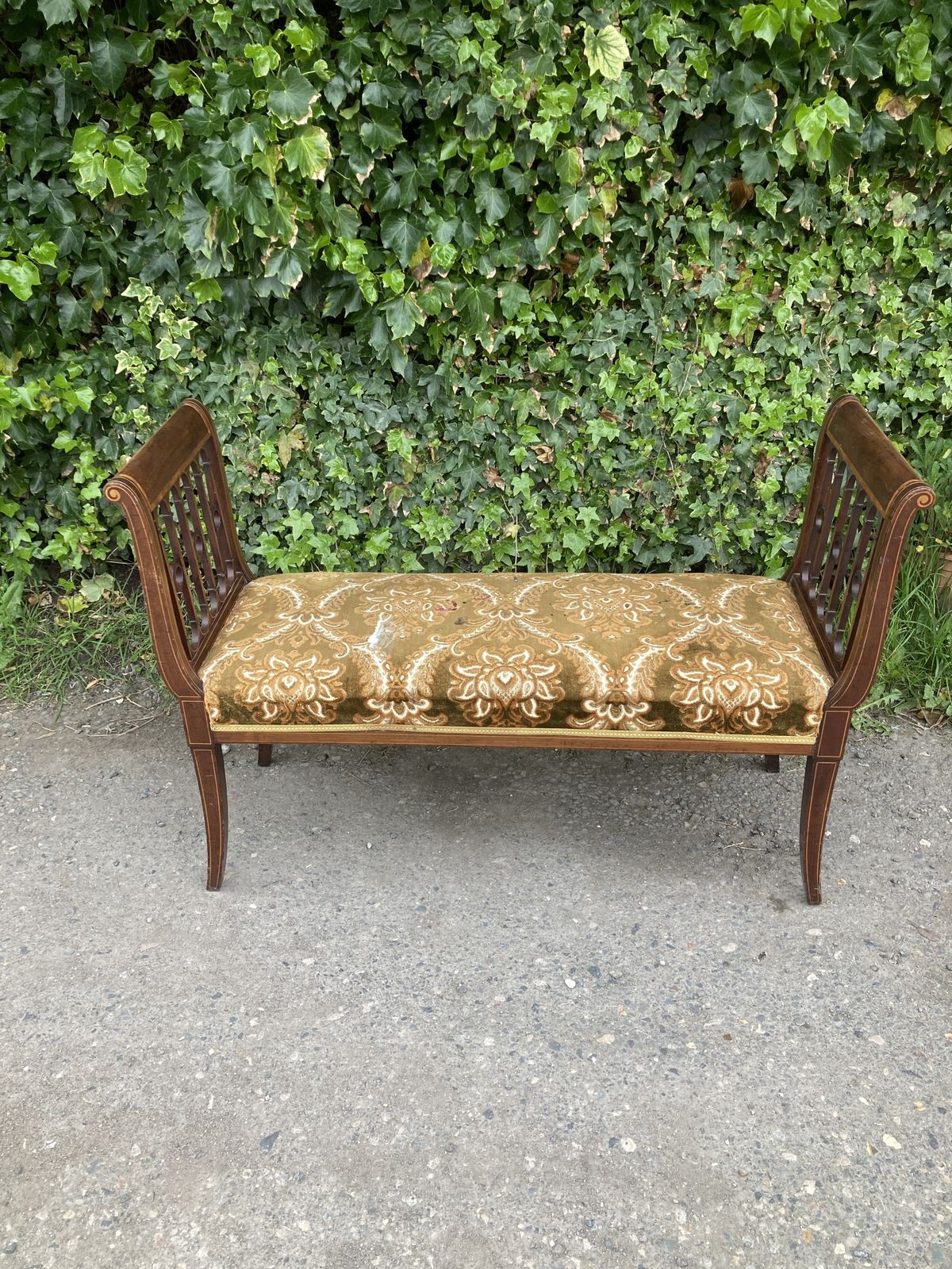 Edwardian Mahogany With Satin Wood Inlay Window Seat photo vinterior
