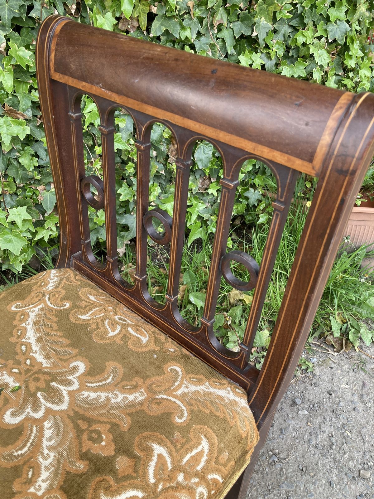 Edwardian Mahogany With Satin Wood Inlay Window Seat photo vintage
