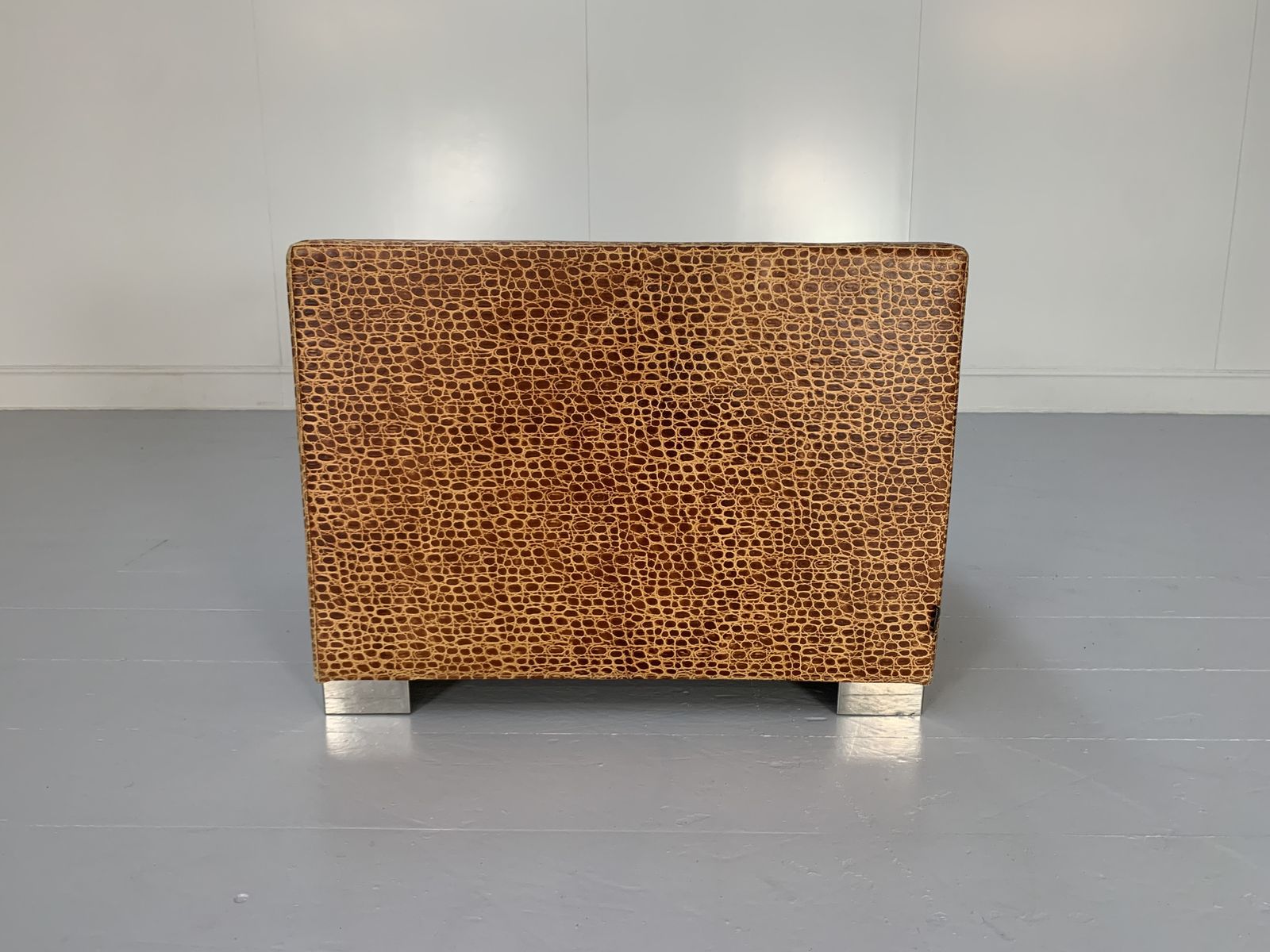 photo furniture Minotti “Suitcase Line” Armchair & Ottoman – In Crocodile Leather