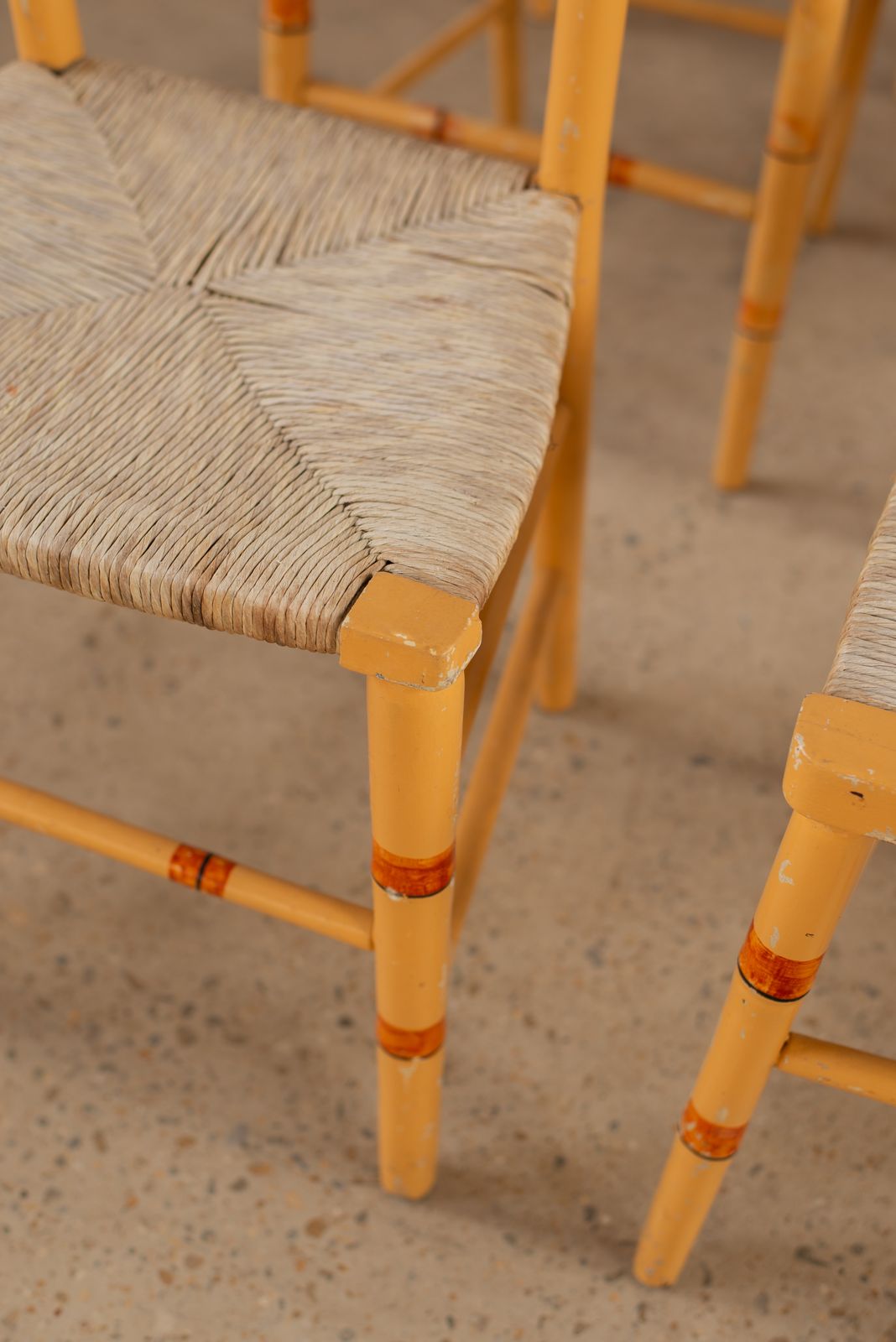 Set Of 6 Faux Bamboo Regency Chairs With Striped Paint photo buy