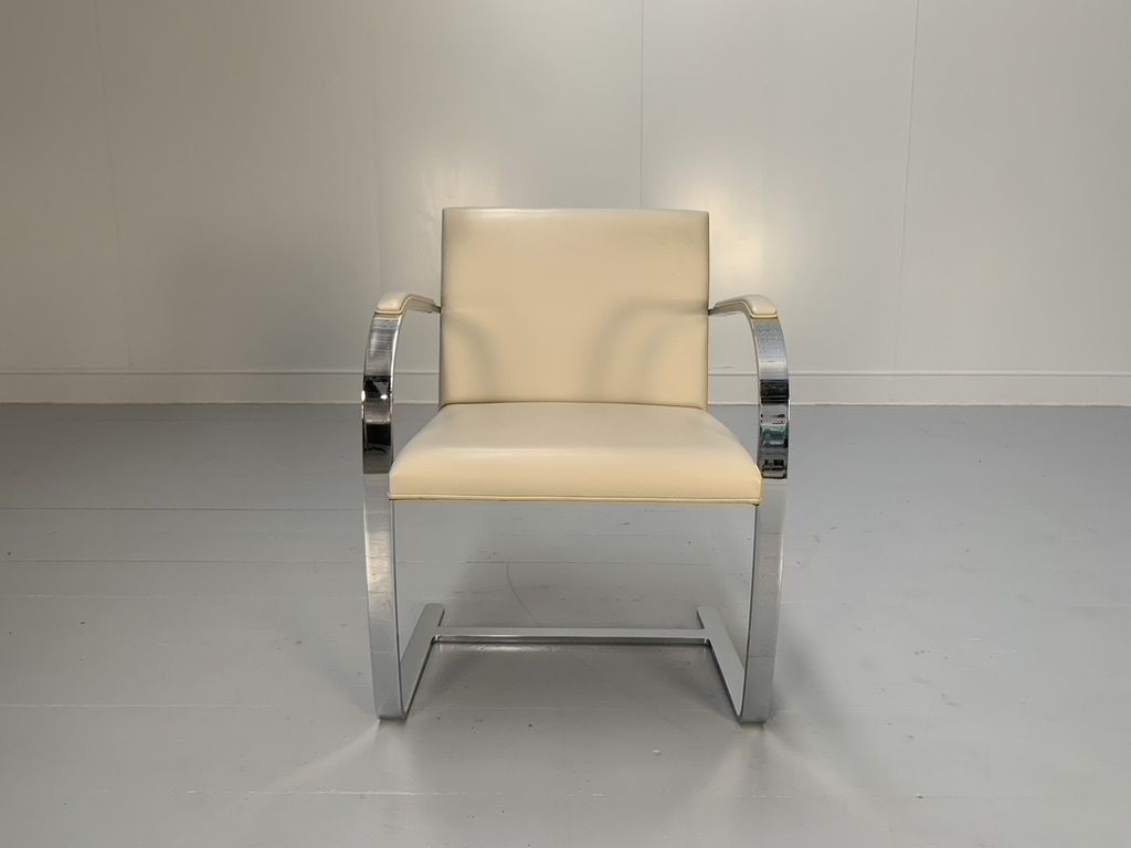 6 Knoll Studio “Brno Flat Bar” Armchairs – In Chrome & Ivory Leather photo Furniture