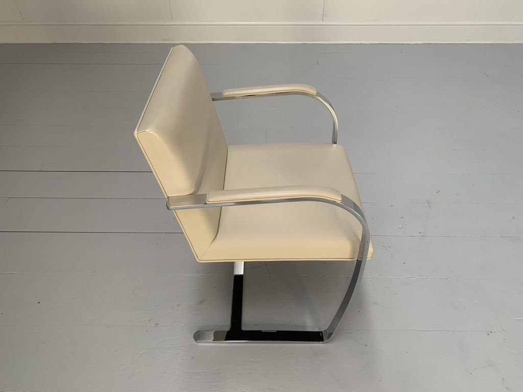 6 Knoll Studio “Brno Flat Bar” Armchairs – In Chrome & Ivory Leather photo vintage