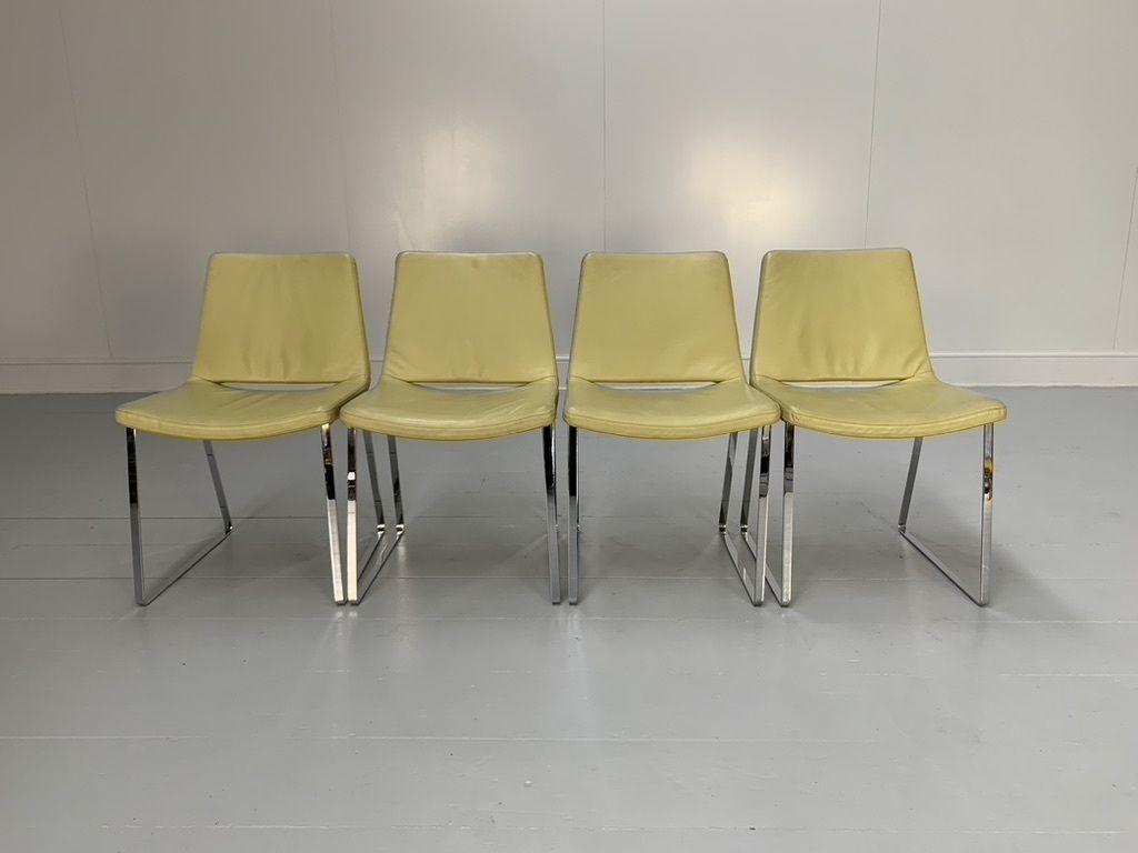 4 B&B Italia “Metropolitan Me48” Dining Chairs – In Yellow “Gamma” Leather photo furniture